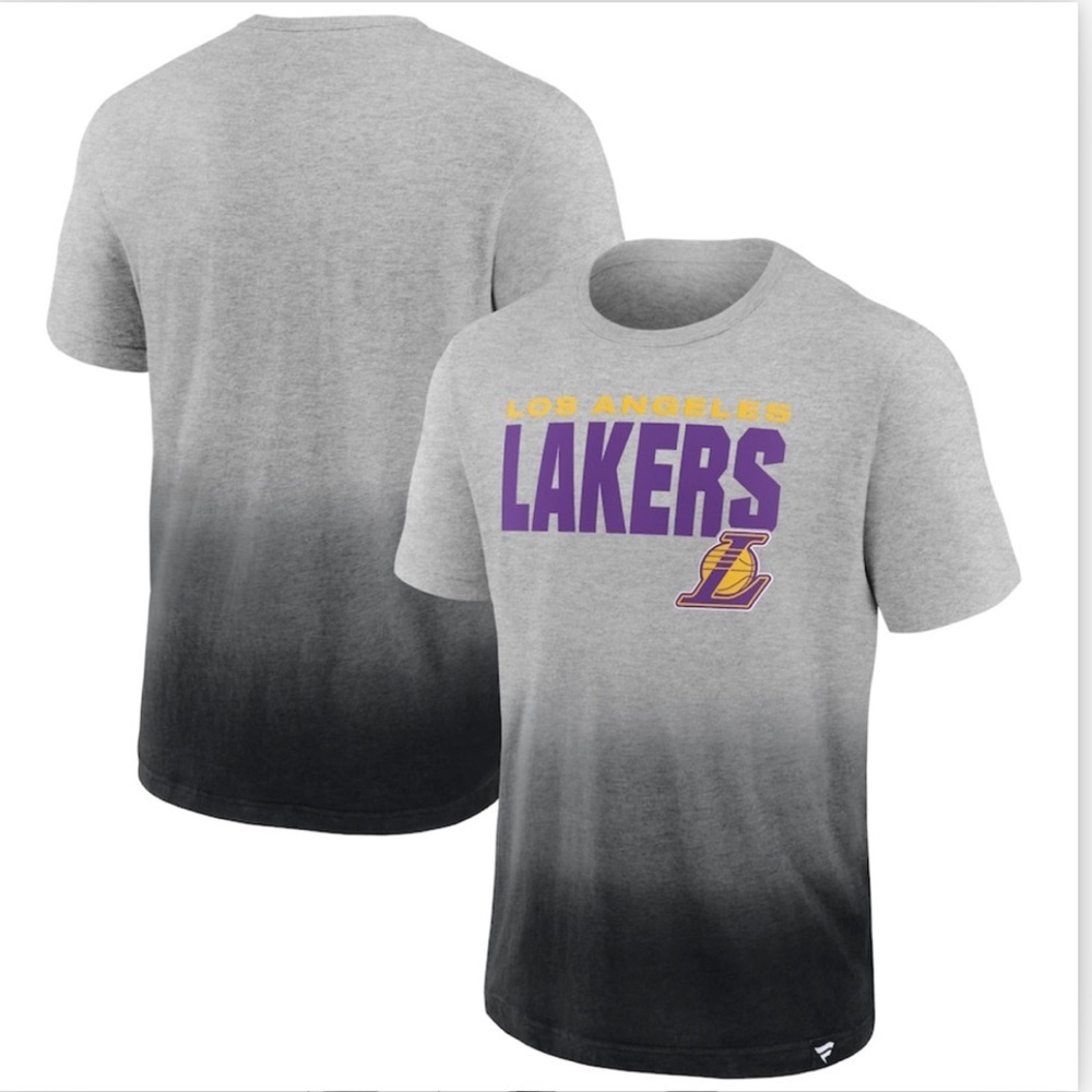 LA Lakers Fanatics Branded Heathered Gray/Black Board Crasher Dip-Dye T-Shirt
